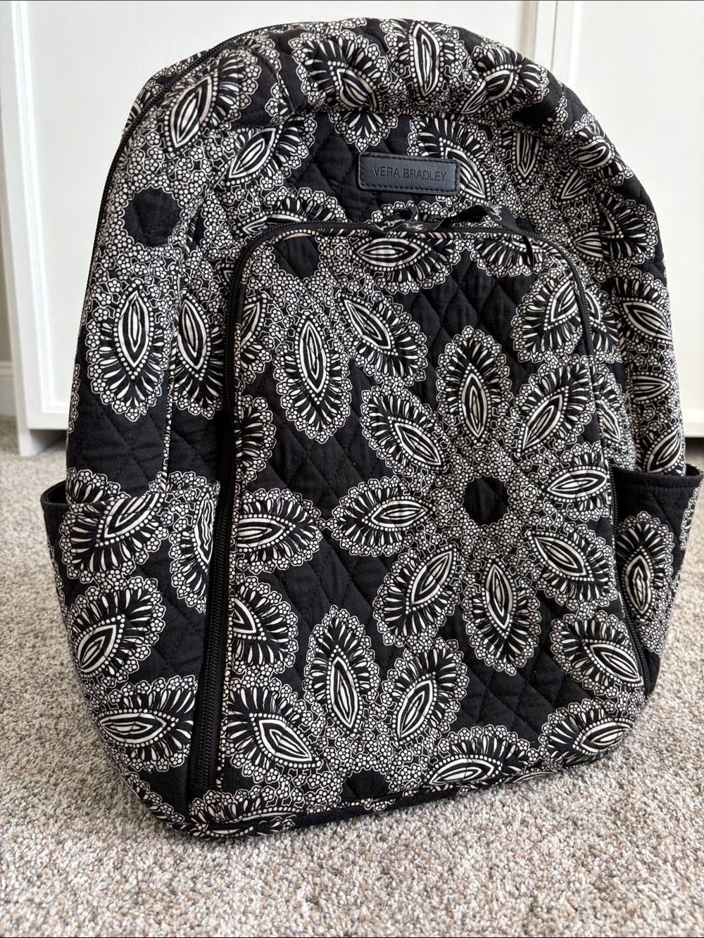 Vera Bradley Black & White Floral Quilted Backpack